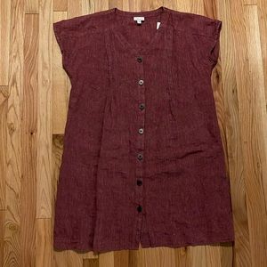 J. Jill Love Linen Midi Shirt Dress Size Large Short Sleeve